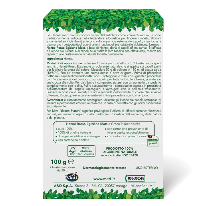 Henné Rosso Egiziano - Matt. Nutre il tuo benessere