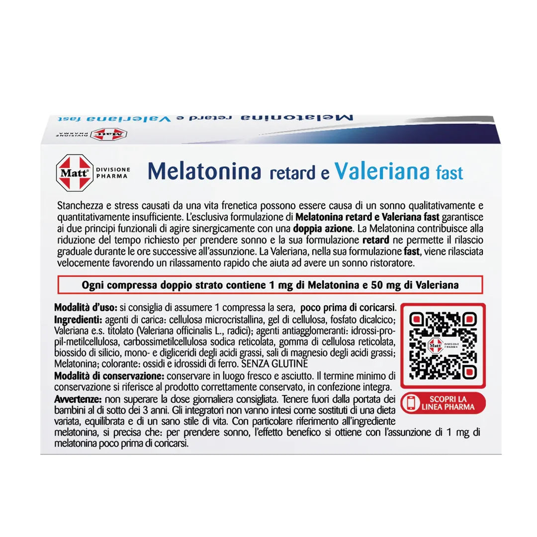 Melatonina retard Valeriana fast - Matt. Nutre il tuo benessere