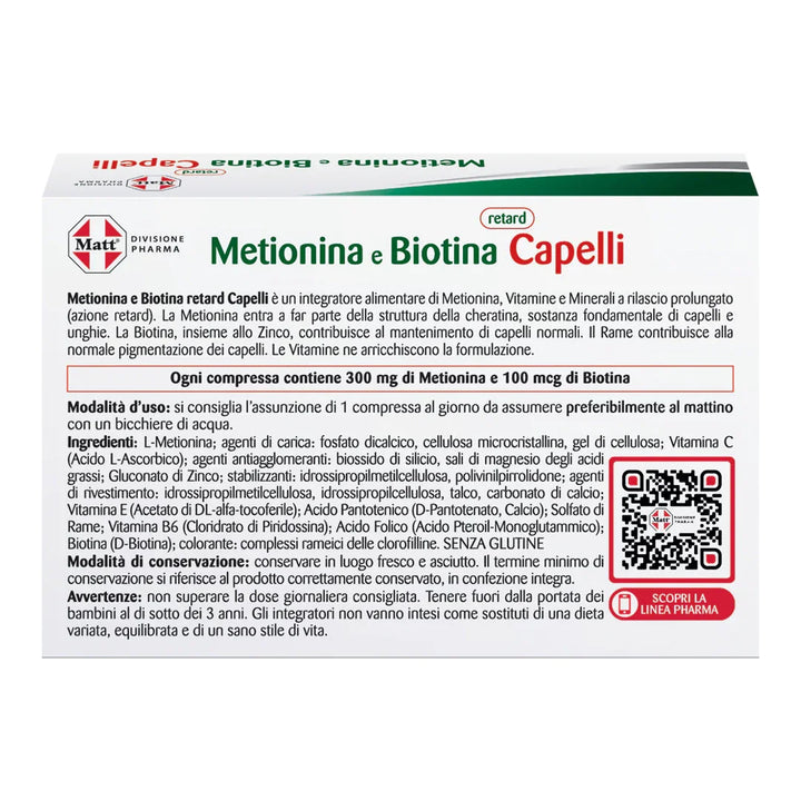 Metionina e Biotina retard Capelli - Matt. Nutre il tuo benessere