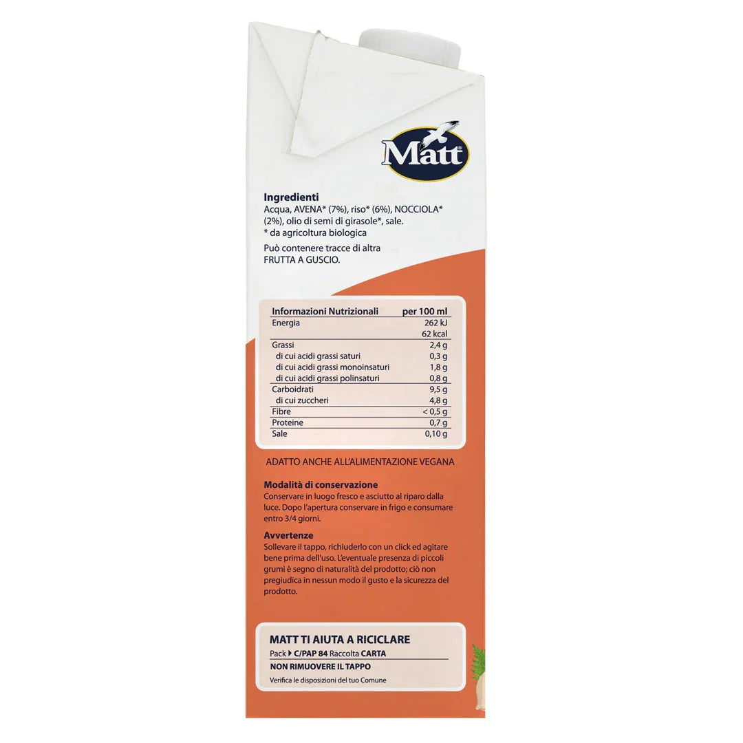 Nocciola Avena bio - Matt. Nutre il tuo benessere