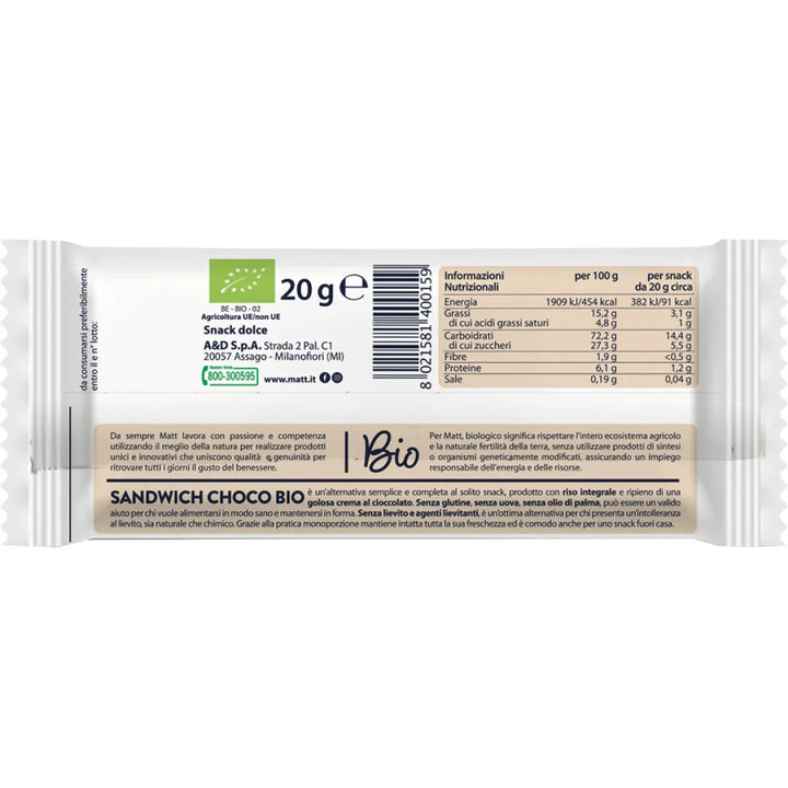 Sandwich choco bio - Matt. Nutre il tuo benessere