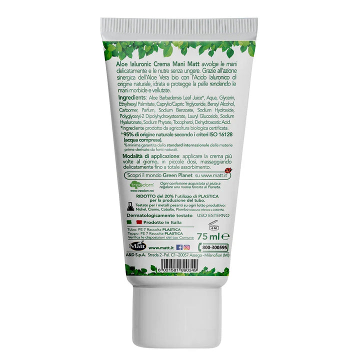 Aloe Ialuronic Crema Mani - Matt. Nutre il tuo benessere