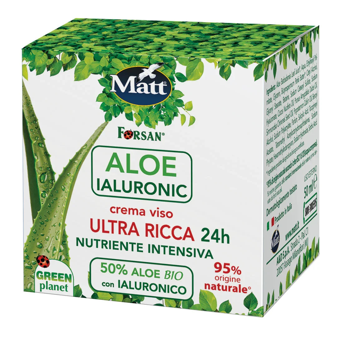 Aloe Ialuronic Crema Viso Ultra Ricca 24h - Matt. Nutre il tuo benessere