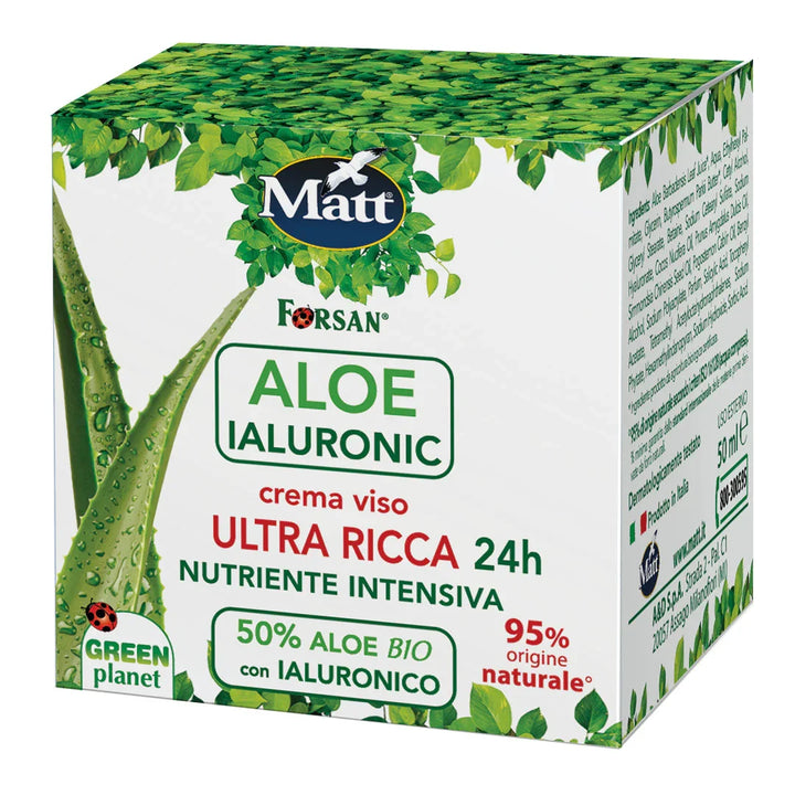 Aloe Ialuronic Crema Viso Ultra Ricca 24h - Matt. Nutre il tuo benessere