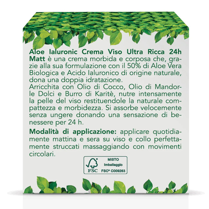 Aloe Ialuronic Crema Viso Ultra Ricca 24h - Matt. Nutre il tuo benessere