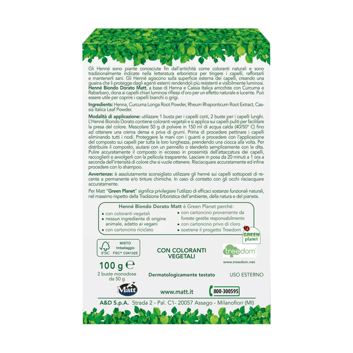 Henné Biondo Dorato - Matt. Nutre il tuo benessere
