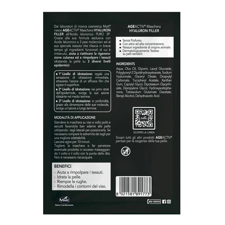 Maschera viso collo Hyaluron Filler - Matt. Nutre il tuo benessere