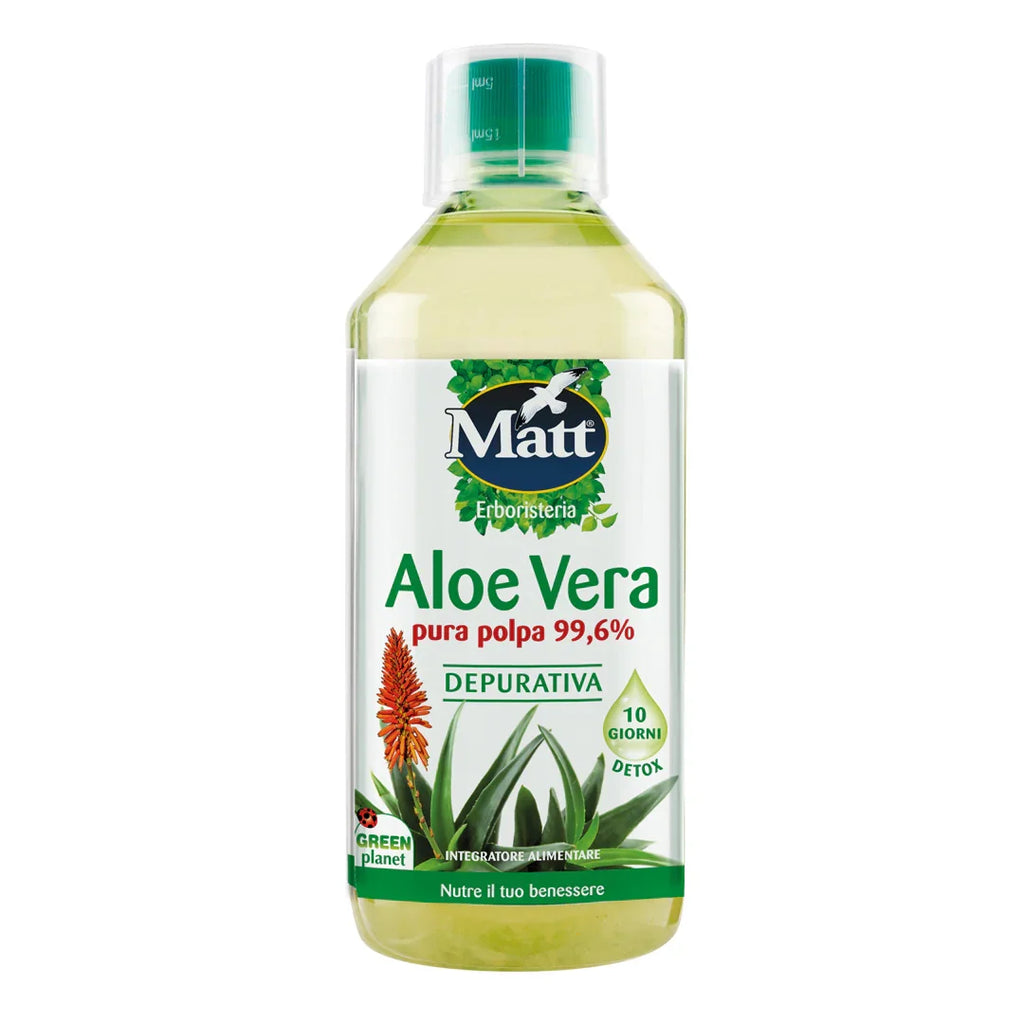 Aloe Vera da Bere 100 % Pura con Polpa | Succo Depurativo Matt 500 ml   Matt. Nutre il tuo benessere