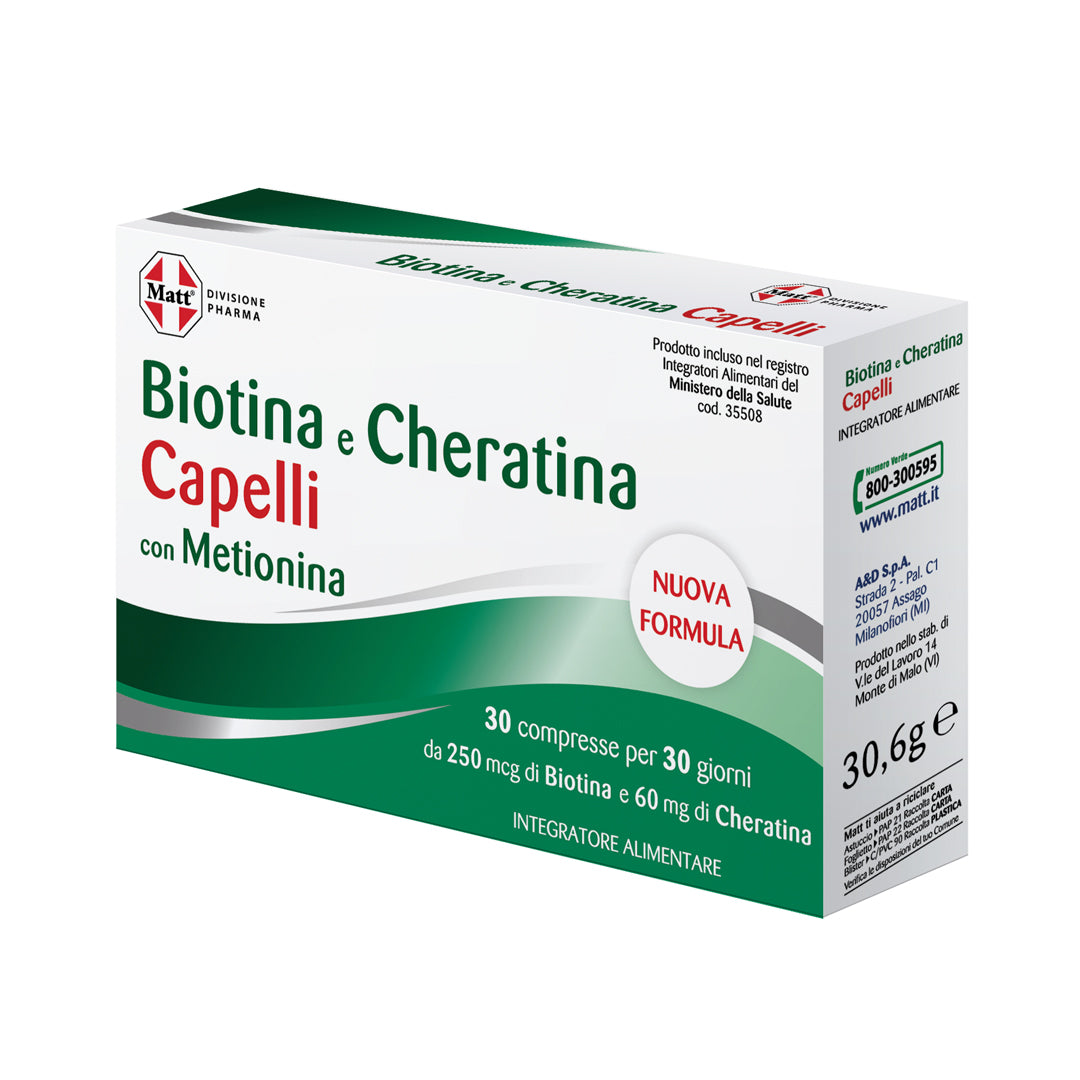 Box of Biotina e Cheratina Capelli integrator with methionine for hair health