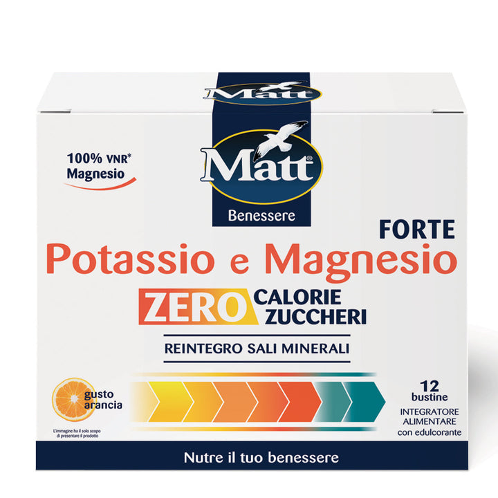 Potassio e Magnesio Forte. Reintegro di Sali minerali. Zero zuccheri. Fronte