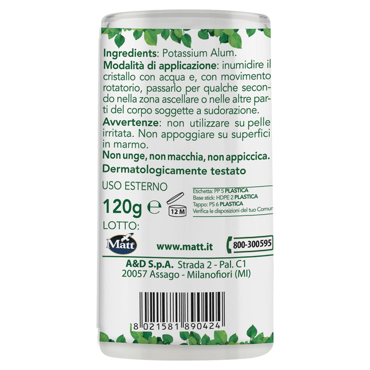 Cristallo Allume di Potassio Deodorante Stick