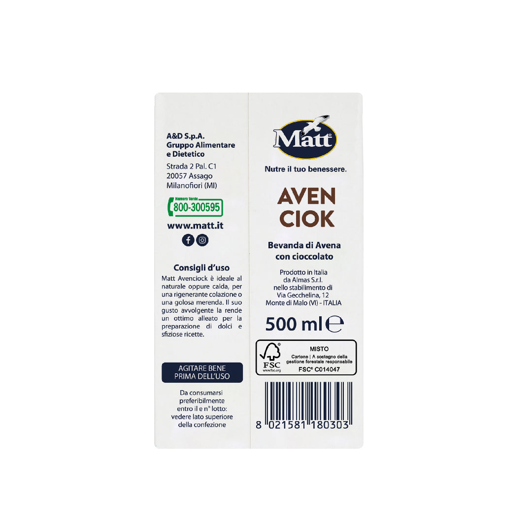 Avenciok Matt valori nutrizionali ingredienti bevanda avena cacao vegana'