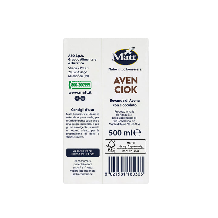 Avenciok Matt valori nutrizionali ingredienti bevanda avena cacao vegana'