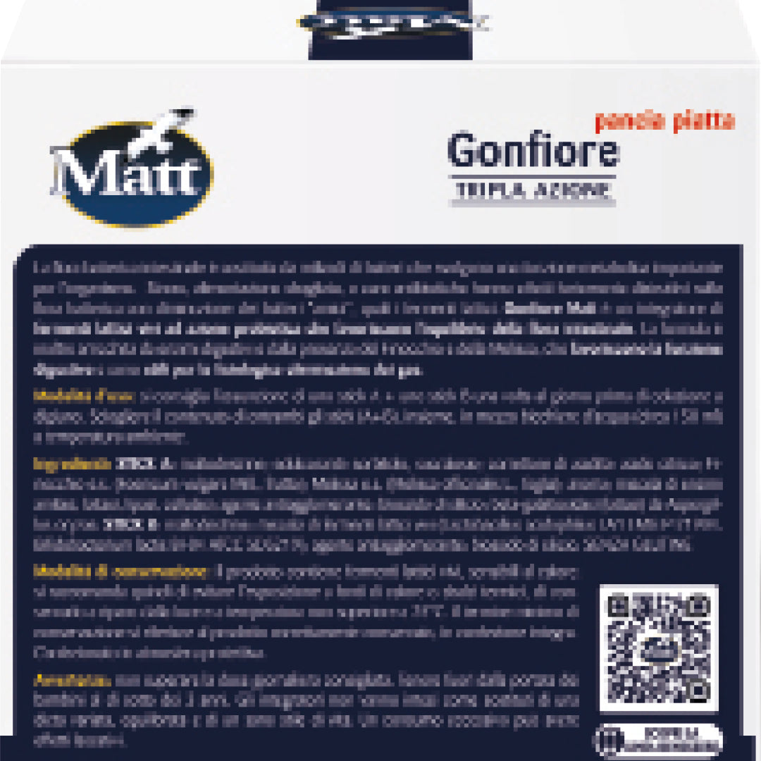 Gonfiore Pancia Piatta, fermenti lattici ad azione probiotica. Retro con ingredienti